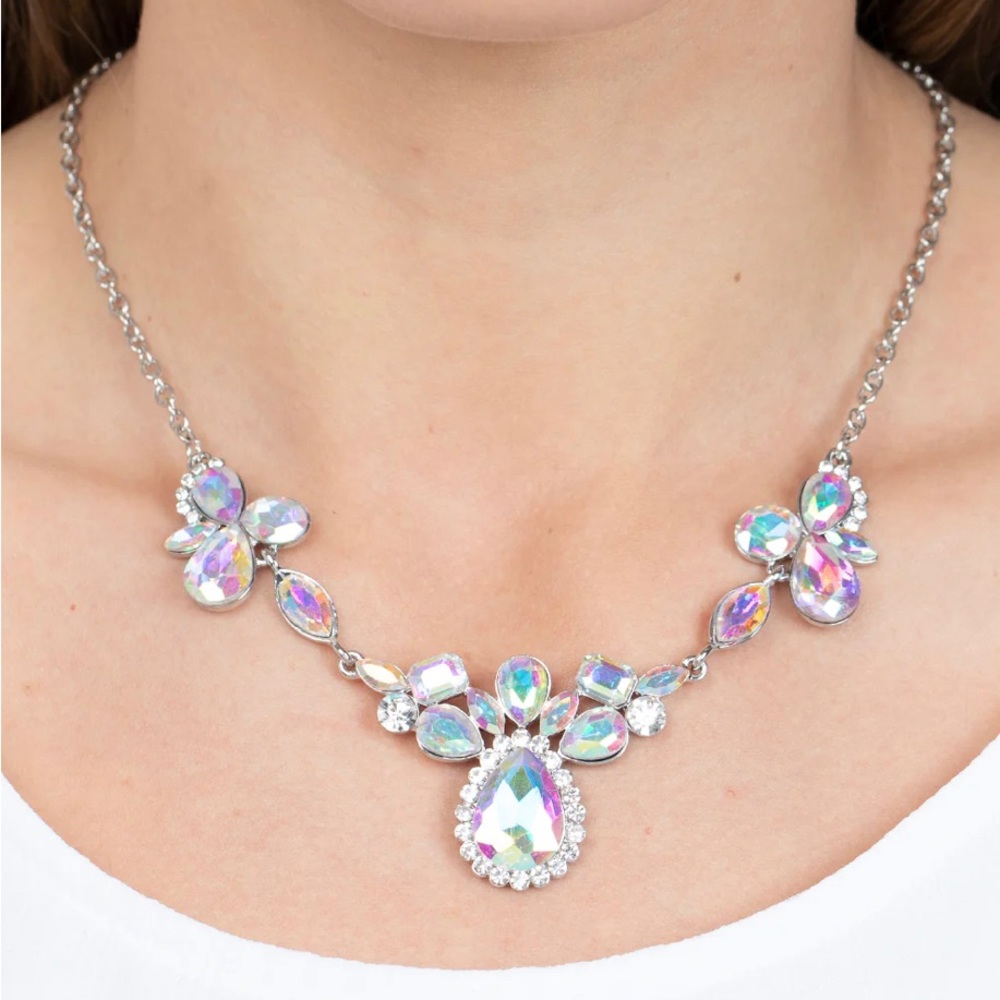New Paparazzi Empire Design Multi Iridescent necklace with matching earrings
